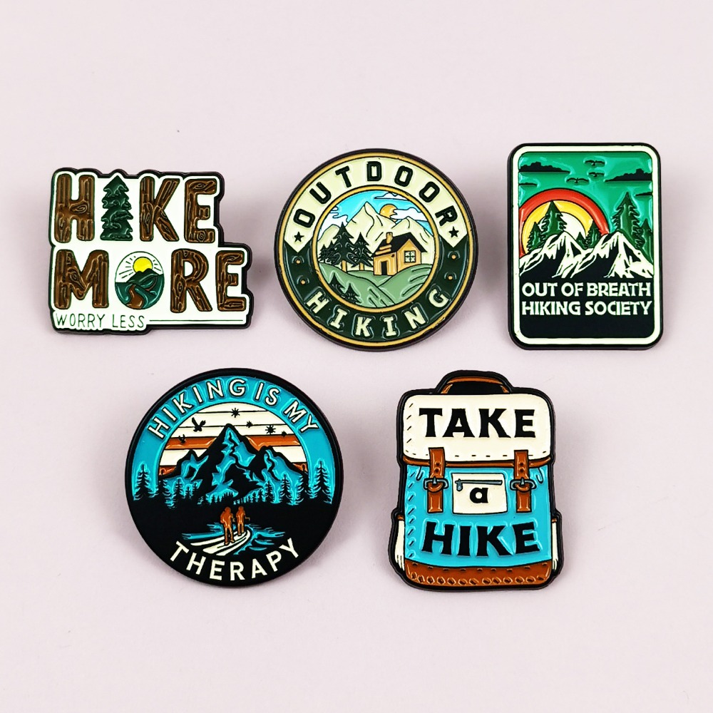 Outdoor Adventures Clothing - Vintage Outdoor Hiking Brooch Mountain Forest