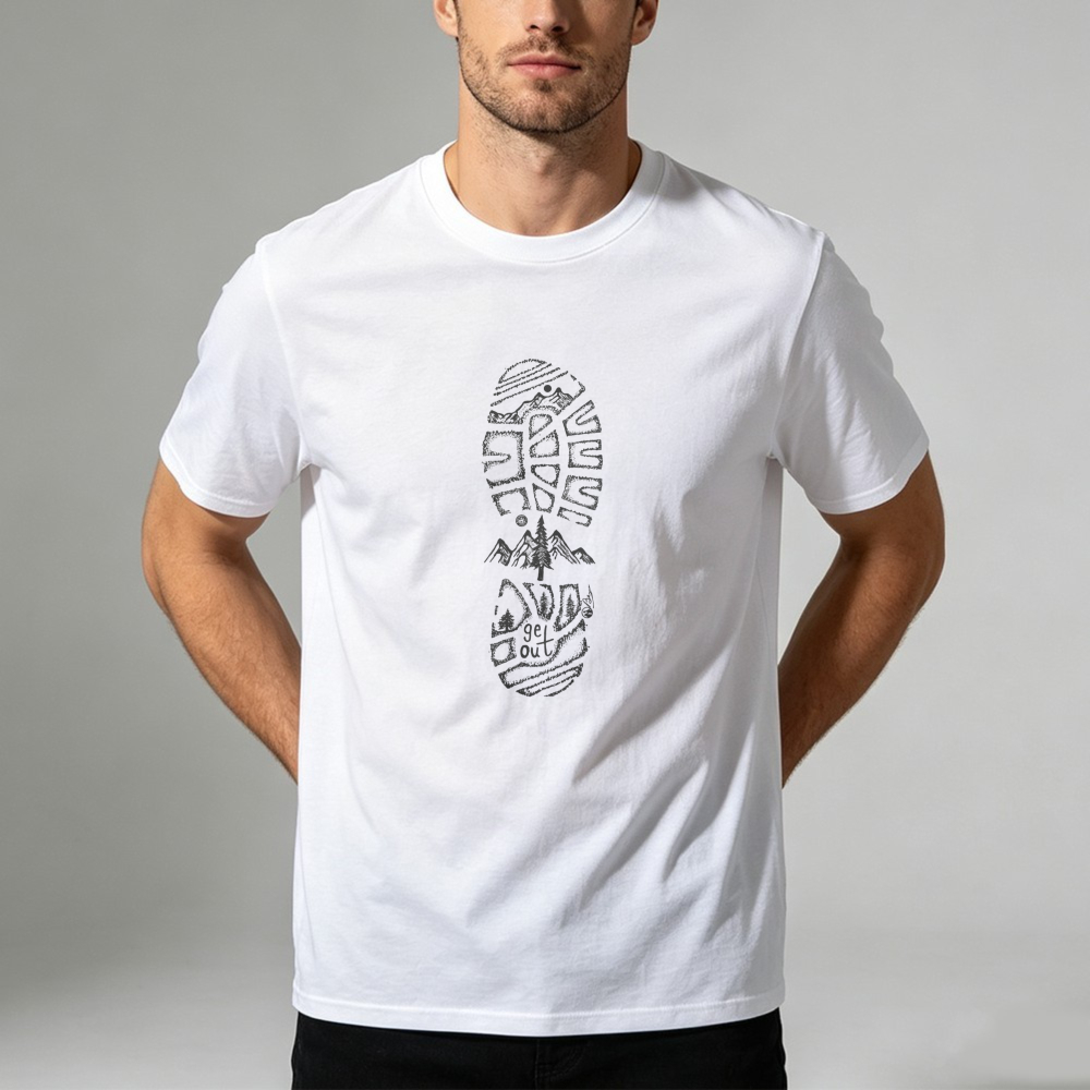 Mountain Landscape Boot Print  - đánh giá và giá Outdoor Adventure Quotes Short